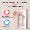 Facial Cleansing Brush,Silicone Face Scrubber,Pore Scrubber for Women Men,IPX7 Waterproof Exfoliating Face Brush,Rechargeable Electric Face Scrub,Pink view 3