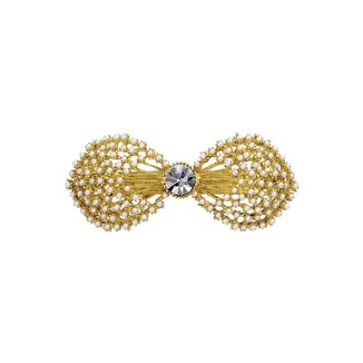 YMGSCC Hollow Pearl Bow Hair Clip Temperament Rhinestone Top Clip Hair Ornaments Hair Card Female
