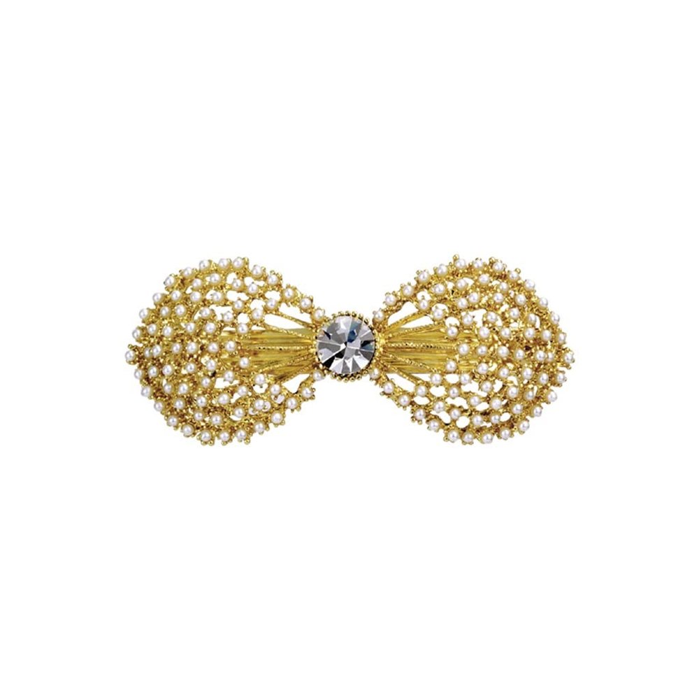 YMGSCC Hollow Pearl Bow Hair Clip Temperament Rhinestone Top Clip Hair Ornaments Hair Card Female