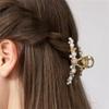 YMGSCC Pearl Brain Spoon Grip Clip Hair Card Shark Clip Temperament Clip Headdress Hair Accessories view 3