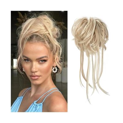 zhongxlla Women's Hair Buns Messy Bun Hair Piece Curly Hair Bun Extensions with Straight Tails Hair Scrunchies Ponytail Hairpieces for Women Chignon for Women