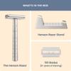 Henson AL13 Safety Razor Shave Set  Includes Safety Razor, Stand & 100 Razor Blades  Gentle, Precision Shaving Kit for Men & Women  Aluminum Double Edge Razor for Smooth, Irritation-Free Shaves view 3
