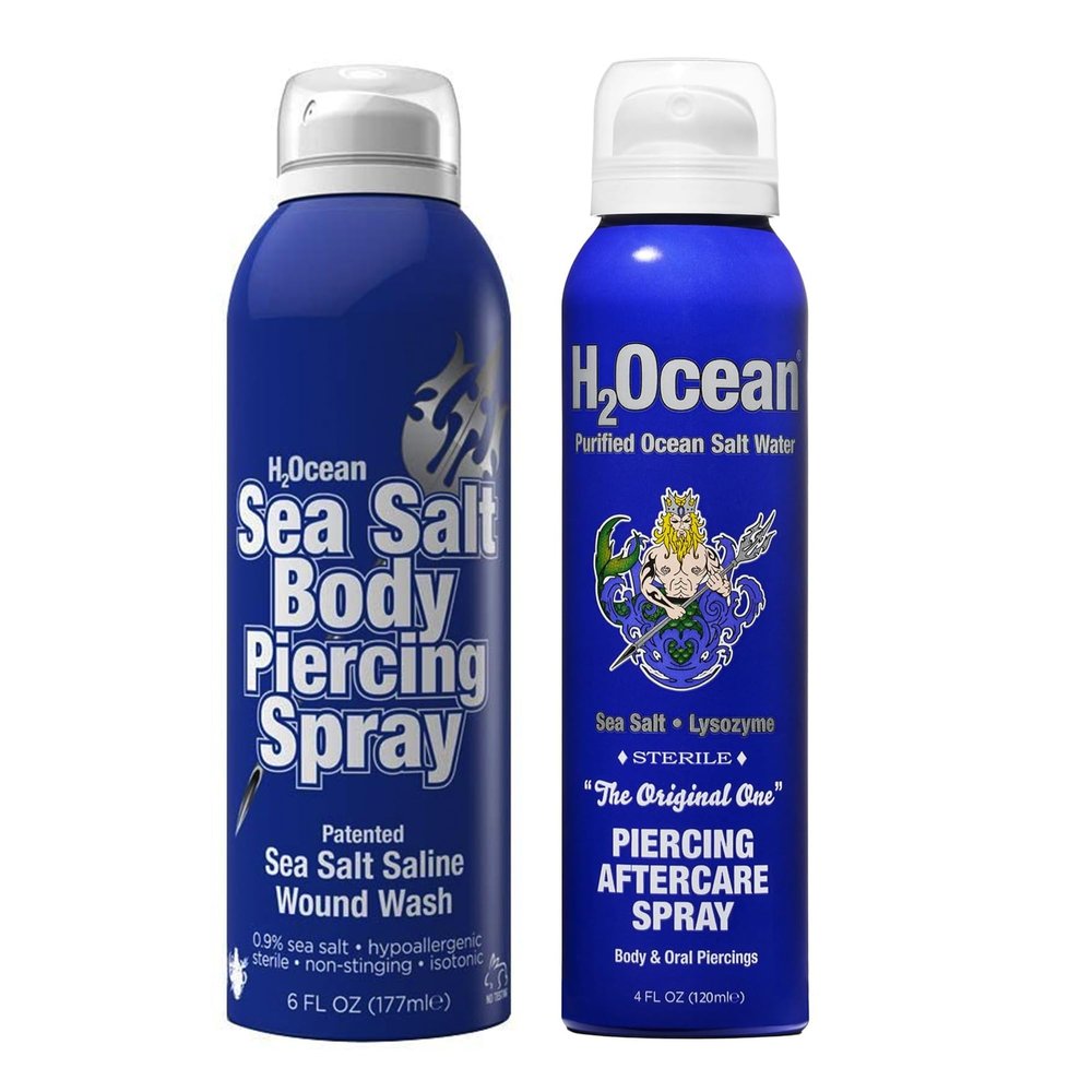 H2Ocean Piercing Aftercare Spray 4oz + Sea Salt Body Piercing Spray 6oz