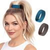 2 Medium PONY-O bendable Hair Ties, Ponytail Holders: for Fine to Normal or slightly Thick Hair-(Brown & Sapphire) view 1