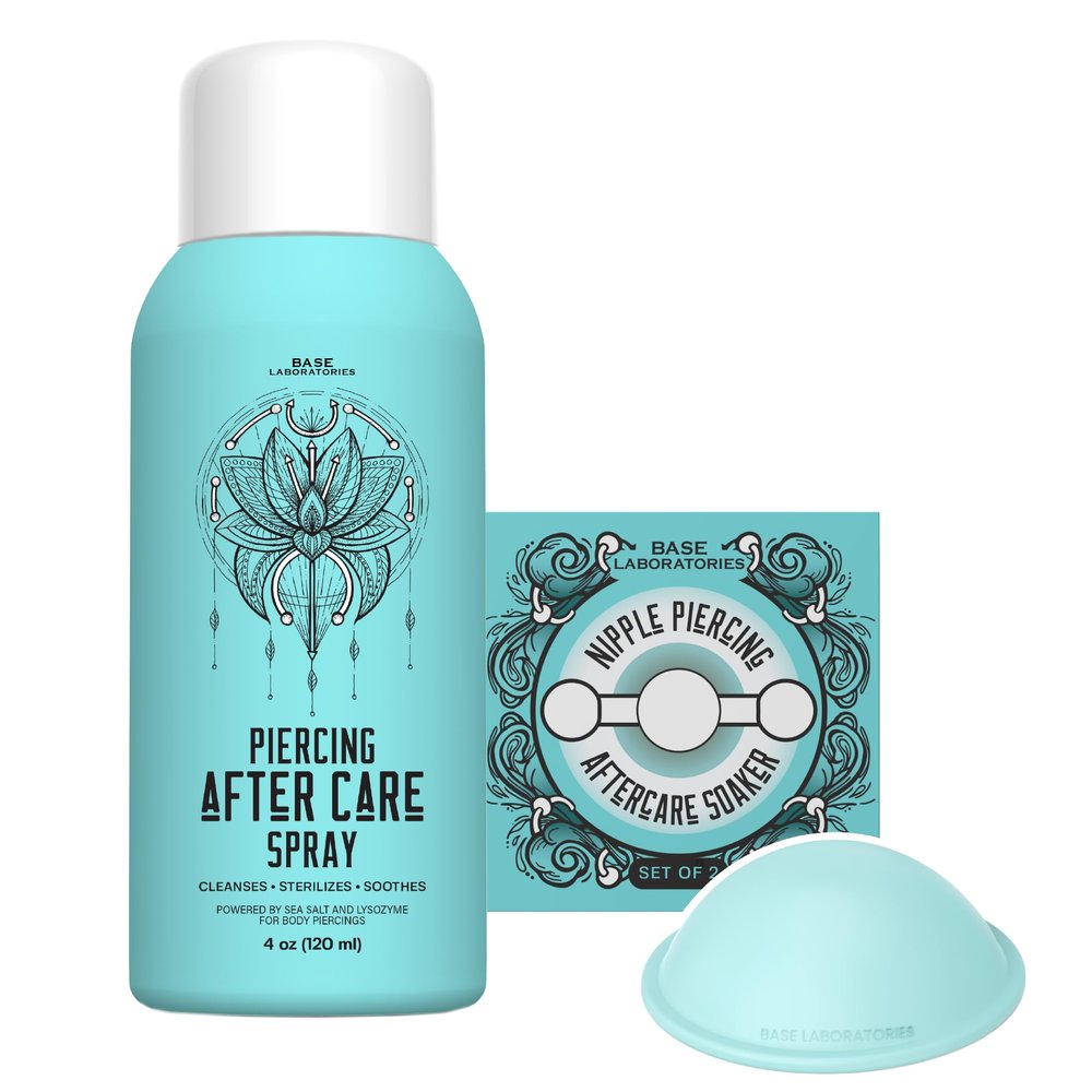 Nipple Piercing Aftercare Kit  Soaker Set and Sterilizing Saline Spray for Piercings | Hands-Free Piercing Aftercare Solution for Fast Healing and Clean, Healthy Piercings