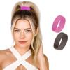 2 Medium PONY-O bendable Hair Ties, Ponytail Holders: for Fine to Normal or slightly Thick Hair-(Brown and Pink) view 1
