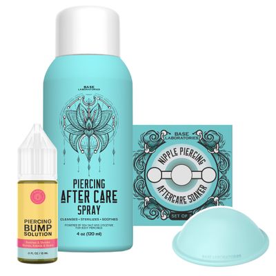 Nipple Piercing Care Kit Aftercare Soaker Set, Sterilizing Saline Spray, and Piercing Bump Oil | Cleanse, Heal, and Treat for Healthy, Irritation-Free Piercings