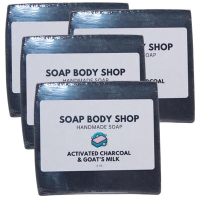 Activated Charcoal & Goat's Milk Soap, Cleansing Soap, Handmade, Skincare, Coconut Oil, Cleanser, Body Wash, Daily, Skincare, Soothing, Comfort, Blend, Handmade Soaps, Charcoal Skincare, Goat Milk Soap (4 Pack)