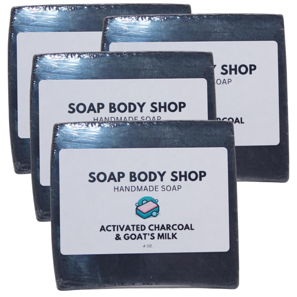 Activated Charcoal & Goat's Milk Soap, Cleansing Soap, Handmade, Skincare, Coconut Oil, Cleanser, Body Wash, Daily, Skincare, Soothing, Comfort, Blend, Handmade Soaps, Charcoal Skincare, Goat Milk Soap (4 Pack)