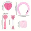25pcs Facial Cleaning Set, Including Facial Hair Band Wrist Strap, Silicone Facial Scrub Brush, Facial mask Brush, Heart-Shaped Sponge Facial Cleanser, Pink view 3