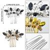2 PACK Small Crystal Hair Accessories, Bride Wedding Hair Combs, Gold Black White Rhinestone Silver Hair Comb Pins Pieces, for Women's Wedding Party view 2