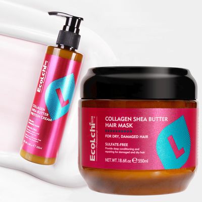 ECOLCHIPRO Ecolchi Hair Mask Leave In Conditioner Set Hair Treatment Natural Ingredient Deep Repair Conditioning for Dry Damaged Hair All Hair Types 550+200ml 18.6floz + 6.8floz