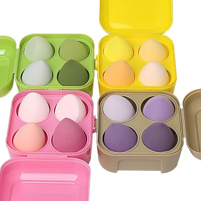 4 Sets of 4 Makeup Sponge, Super Soft Beauty Sponge, Latex Free Multicolor Sponges for Powder Cream and Liquid, Set Professional Makeup Tools with Storage Box (multicolor)