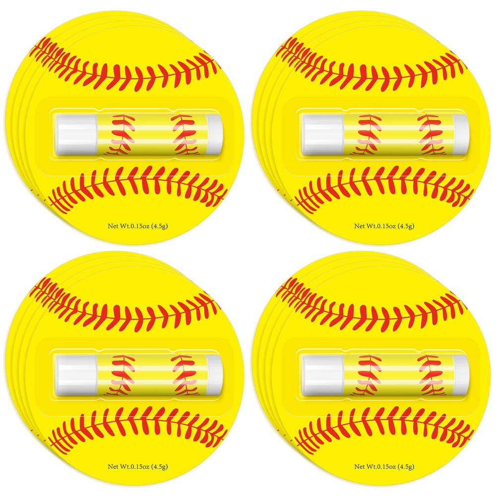 12Pack Softball Lip Balm for softball theme party Bulk Gifts,Beeswax Moisturizing Lip balm,Vanilla Flavor Plumping Chapstick for softball Team Girls kids Men Women Sports Lovers