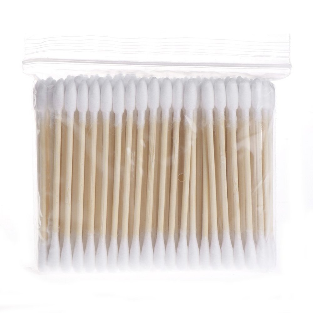 BOGEEL 100Pcs Cosmetic Makeup Cotton Swab Stick Double for Head Ear Buds Tools,Cotton