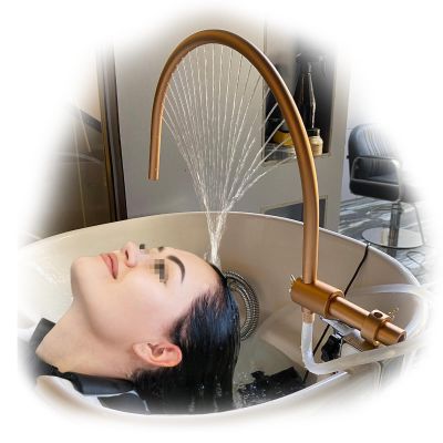 HMWOKPOT Water Circulation Head Spa Frame, Spa Basin Faucet, Head Therapy Device for Salon Head Spa Equipment - 180 Arc Design