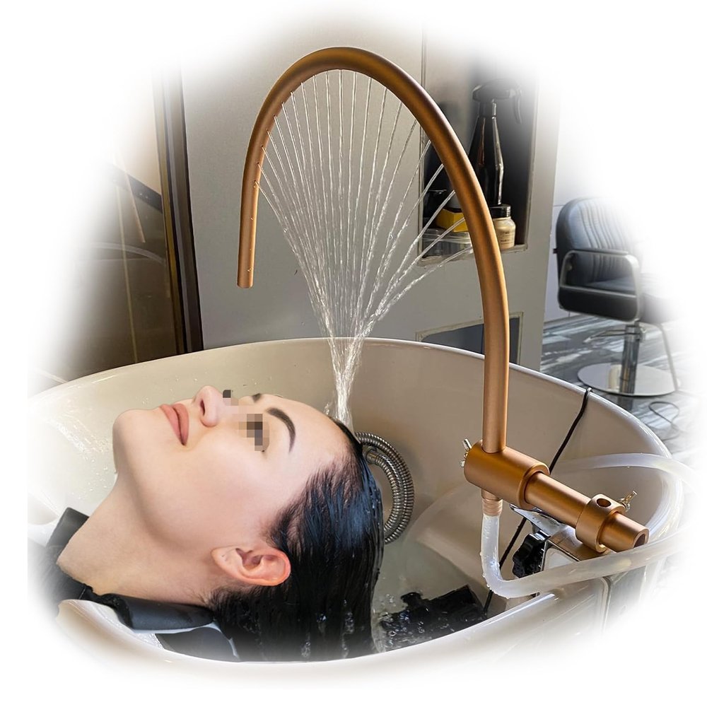 HMWOKPOT Water Circulation Head Spa Frame, Spa Basin Faucet, Head Therapy Device for Salon Head Spa Equipment - 180 Arc Design
