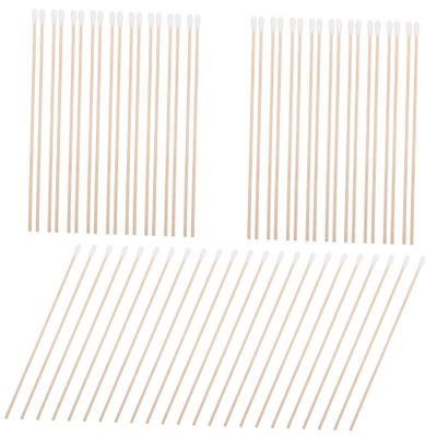 SKISUNO 100pcs Long Wood Handle Cotton Swabs Ear Cleaning Makeup Tool Cotton Buds Sanitary Round Tip