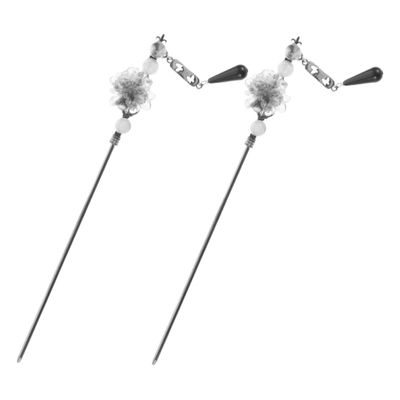 SOESFOUFU 2pcs Vintage Floral Hair Sticks with Tassel Elegant Hanfu Hair Pins for Updos Retro Chinese Accessories Charming Watercolor Flower Design for Women