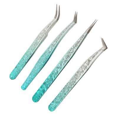 Enforose 4PCS False Eyelash Tweezers,Straight And Curved Tip Lash Extension Tweezers, Lightweight Eyelash Separator Tool for Professional Salon