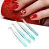 Enforose 4PCS False Eyelash Tweezers,Straight And Curved Tip Lash Extension Tweezers, Lightweight Eyelash Separator Tool for Professional Salon view 3