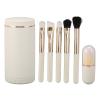6 Pieces Makeup Brush Set Portable Synthetic Brushes Set with Storage Bucket, Mirror Lid, Travel Makeup Brush Set for Makeup Beginners (White) view 1