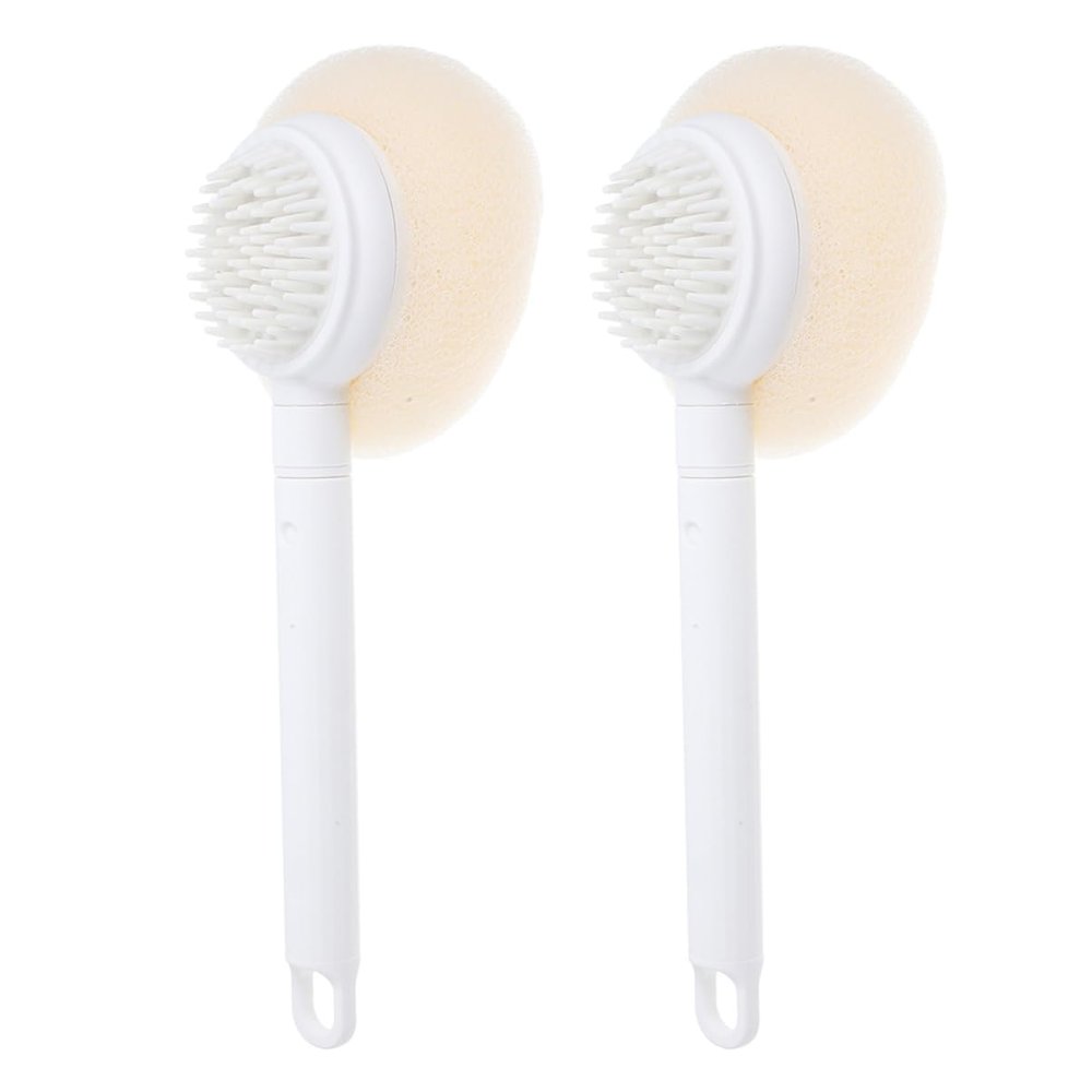 Baluue 2pcs Handle Shower Brush Soft and Stiff Bristles for Deep Cleansing and Exfoliating Versatile Bath Accessory for Men and Women for Back Massage Design