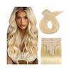Hair Extensions #613 Blonde Color Clip in Hair Extensions 8Pcs 16-26Inch Long Straight Real Human Hair Extensions Clip Ins Brazilian Remy Hair with 18 Clips  Hair Extensions Clip in(20inches 120g) view 1