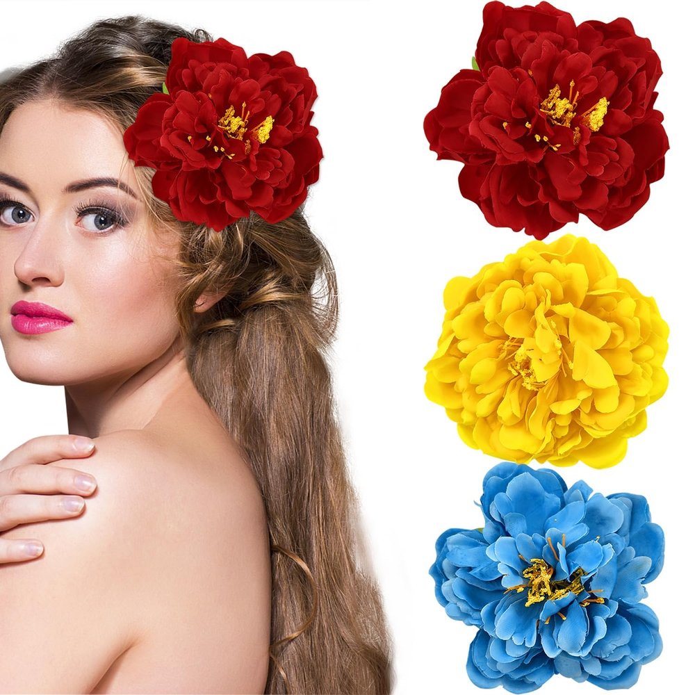 3 Pcs Peony Flower Hair Clips 2 in 1 Bridal Flower Brooch Floral Hairpins Wedding Party Headwear Accessories for Women Girls(colors 2)