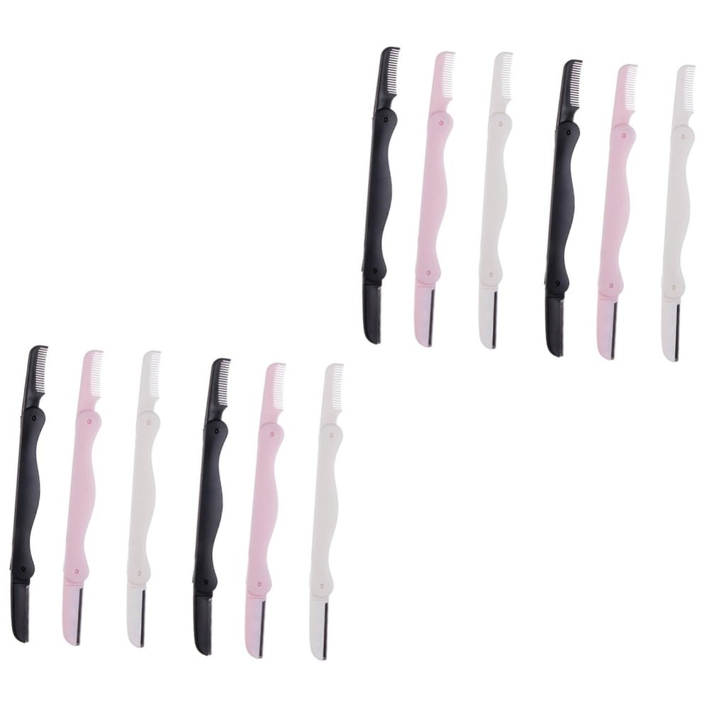 Gogogmee 12pcs Precision Eyebrow Trimmer Knife Double-sided Razor Set for Facial Hair Bikini Area and Easy Storage