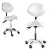 Saddle Stool Chair with Back Support, Adjustable Height 33-38in Seat Cushion 14.5in Rolling Saddle Ergonomic Stool Heavy Duty for Clinic Dentist Spa Massage Salons Studio (White) view 1