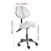 Saddle Stool Chair with Back Support, Adjustable Height 33-38in Seat Cushion 14.5in Rolling Saddle Ergonomic Stool Heavy Duty for Clinic Dentist Spa Massage Salons Studio (White) view 4