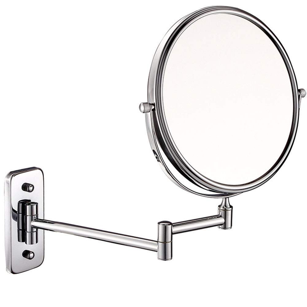 PDOLIGBDN Wall Mounted Makeup Mirror, 8-Inch Two-Sided Swivel Wall Mount Mirror with Magnification, Flexible Gooseneck, and Locking Suction, No Light, for Bathroom(3X)