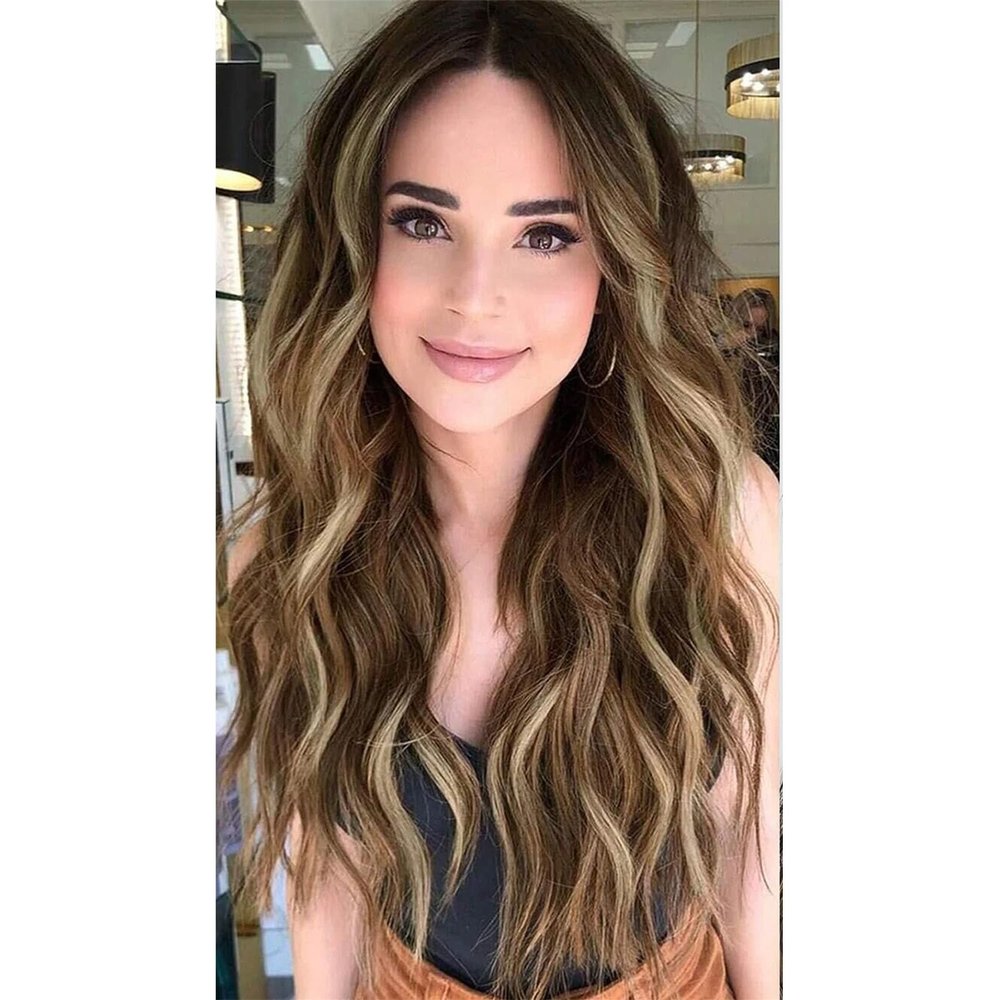 22Inch Women Long Wavy Clip In Hair Extensions Synthetic Hairpiece Wedding Party Hair Extensions