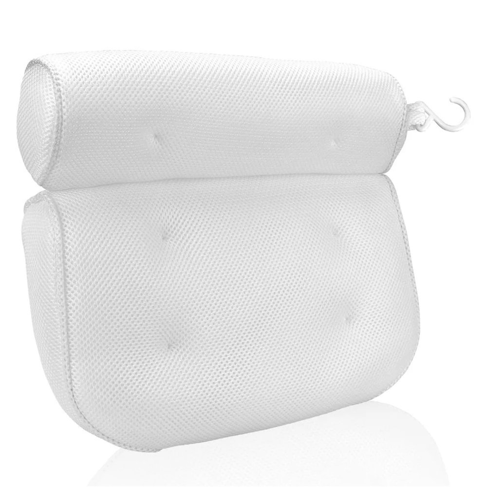 Bath Pillow with Suction Cup Neck and Back Support Mesh Bathtub Spa Head Rest Bathroom Supply