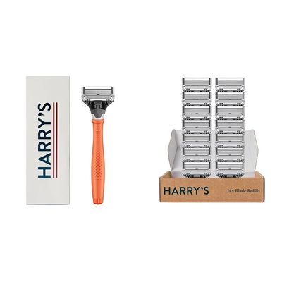 Harry's Razors for Men, 1 Handle and 15 Razor Blade Refills (German-Engineered Blades with Lubricating Strip and Precision Trimmer)