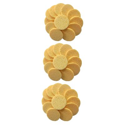 PAMINGONO 3sets Soft Round Facial Sponges Reusable Makeup Remover Pads Cotton Puff for Deep Cleansing and Skin Brightening 20pcs*3