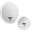 20X & 7X Magnifying Mirror Set Combo with 3 Suction Cups Each - Compact & Travel Ready (Glass) & 30X & 20X Magnifying Mirror Set for Makeup - Ultra Precise, Strong Suction, Bathroom Mirror Bundle view 3