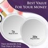 20X & 7X Magnifying Mirror Set Combo with 3 Suction Cups Each - Compact & Travel Ready (Glass) & 30X & 20X Magnifying Mirror Set for Makeup - Ultra Precise, Strong Suction, Bathroom Mirror Bundle view 4