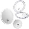 30X & 20X Magnifying Mirror Set for Makeup - Ultra Precise, Strong Suction, Stick On Bathroom and Hollywood Mirrors & Small Compact 20X Magnifying Mirror for Travel - Handheld and Foldable Bundle view 1