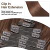 Hair Extensions #4 Chocolate Brown Clip in Hair Extensions Real Human Hair Extensions Soft Silky Straight Clip in Remy Hair Extensions for Women 8pcs 120g/set Hair Extensions Clip in(16inches 120g) view 4