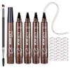 5PCS Microblading Eyebrow Pencils,Magical Precise Dark Brown Eyebrow Pencils for Women,Waterproof Eyebrow Pen,Smudge Proof 4 Fork Tip Eye Brow Pencils with Eyebrow Brush and 24 Pcs Eyebrow Stencils view 1