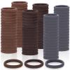 150 Pcs Seamless Elastic Hair Ties No Damage for Thick & Thin Hair, Ponytail Holders, Elastics, Soft Pony Tails Bands for Women, Dark Brown & Light Brown & Gray view 1