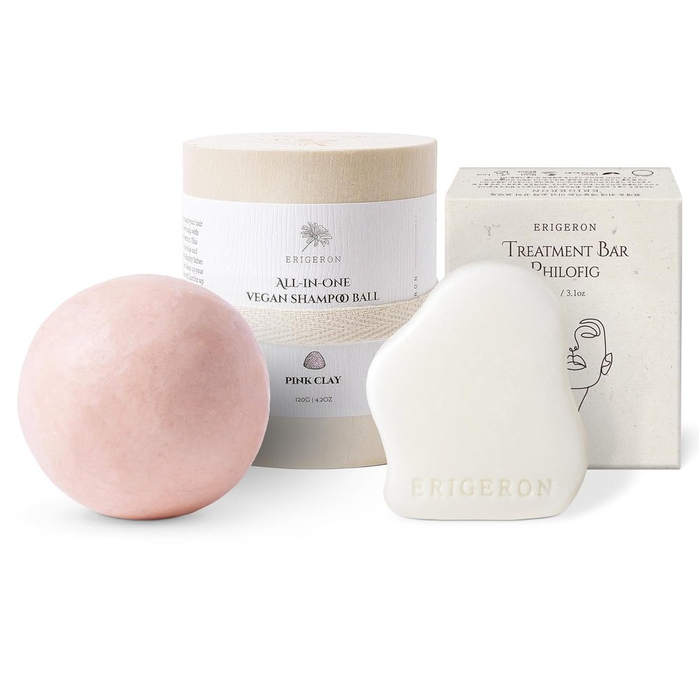erigeron Goodbye Hair-loss Shampoo & Conditioner Bar pack- Clarifying formula for Oil & Build-up -Vegan, Eco-Friendly, Plastic & Cruelty-Free, 7.4 oz (Set of 2)