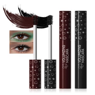 2Pcs Waterproof Black Brown Mascara Volume and Length, Long Lasting Colored Liquid Mascara Smudge-Proof Curling Voluminzing for Eyelashes Cosplay Party Women Eye Makeup
