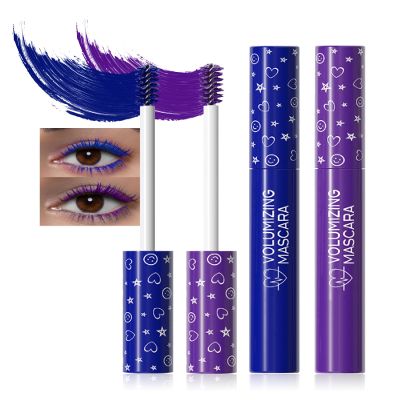 2Pcs Waterproof Blue Purple Mascara Volume and Length, Long Lasting Colored Liquid Tubing Mascara Lash Extensions for Eyelashes,Smudge-Proof Curling Voluminzing Mascara Cosplay Party Women Eye Makeup