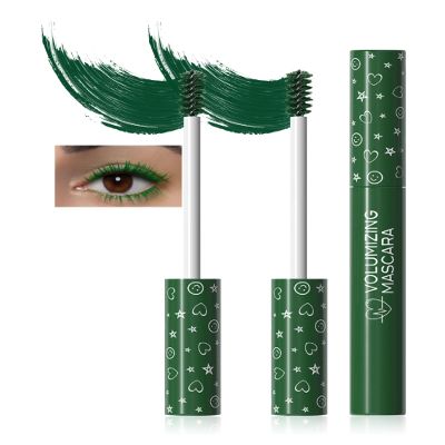 2Pcs Waterproof Green Mascara Volume and Length,Long Lasting Color Liquid Tubing Mascara Lash Extensions for Eyelashes,Smudge-Proof Curling Voluminzing Colorful Mascara Cosplay Party Women Eye Makeup