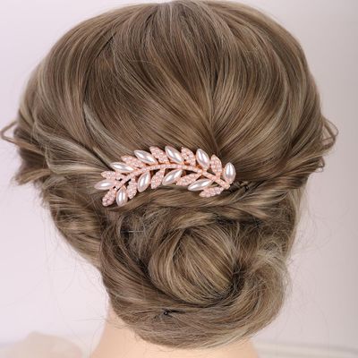 Chargances Vintage Pearl Beaded Hair Comb Bridal Pearl Leaf Side Combs with Long Teeth Wedding Hair Accessories for Women