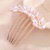 Chargances Vintage Pearl Beaded Hair Comb Bridal Pearl Leaf Side Combs with Long Teeth Wedding Hair Accessories for Women view 2