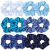 12 Pcs Satin Silk Hair Scrunchies Soft Hair Ties Fashion Hair Bands Hair Bow Ropes Hair Elastic Bracelet Ponytail Holders Hair Accessories for Women Girls (Assorted Blue Pair) view 1